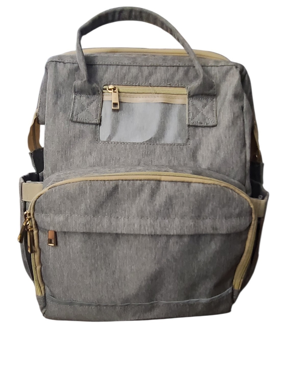 3-in-1 Diaper Bag Backpack Gray Fold Out Changing Station Bassinet USB Travel